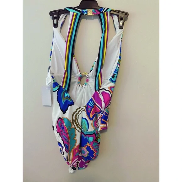 Trina Turk Mandalay Floral Plunge One Piece Swimsuit Size 6 NWT - Picture 4 of 6